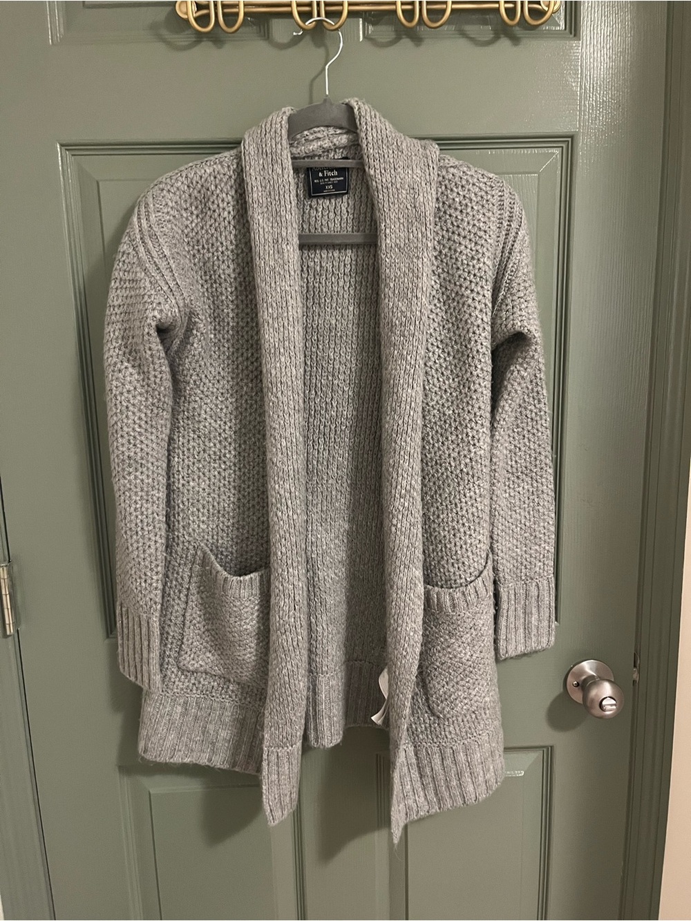 fresh Women's Gray Open-Front Knit Cardigan Sweater